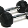 Dumbbells Hand Weights Set of 2 - Rubber Chrome Handle Exercise & Fitness Dumbbell for Home Gym Equipment Workouts Strength Training Free Weights for Women, Men