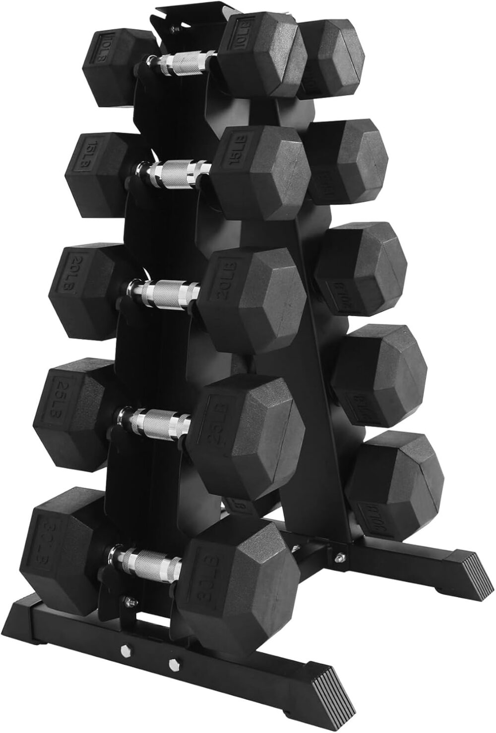 Premium Rubber Coated Hex Dumbbell Weight Set and Storage Rack, Multiple Packages - Image 2