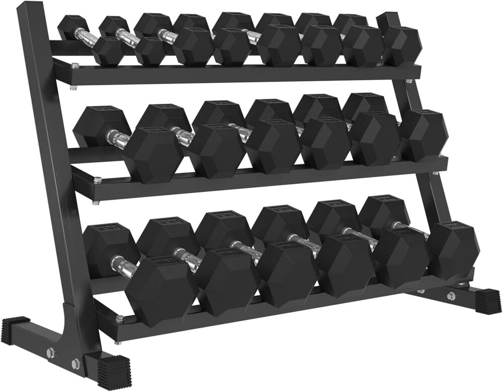 Rubber Hex Dumbbell Set with Racks, Multiple Options in 160/200/380/450/550lbs, Strength Training Weight Set Home Gym(New)