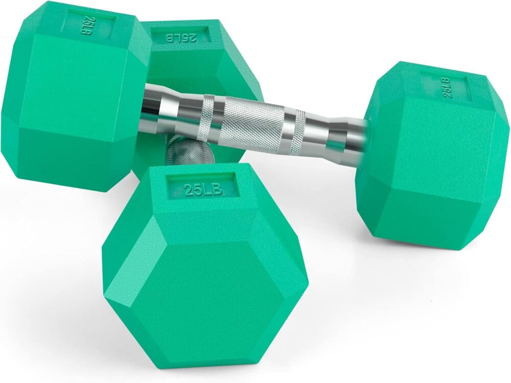 8 Colors Options Compatible with Set of 2 Rubber Dumbbell Weight, 5-50 LB, Anti-Slip, Anti-roll, Shape