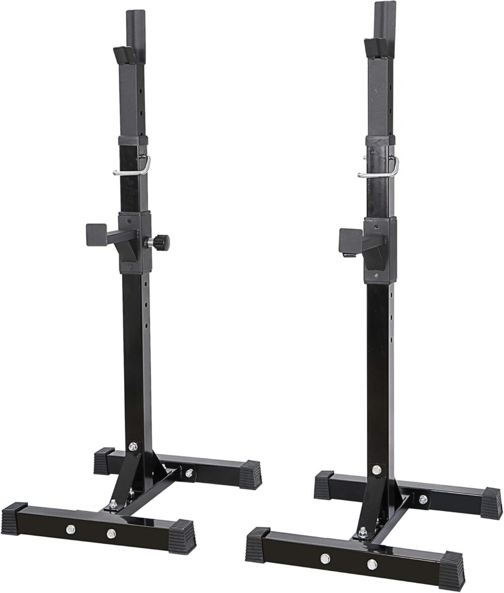 Pair of Adjustable Height 45"-70" Professional Portable Dumbbell Racks Sturdy Steel Squat Rack Barbell Free Bench Press Stands Home Gym Load 660Lbs Dipping Station …