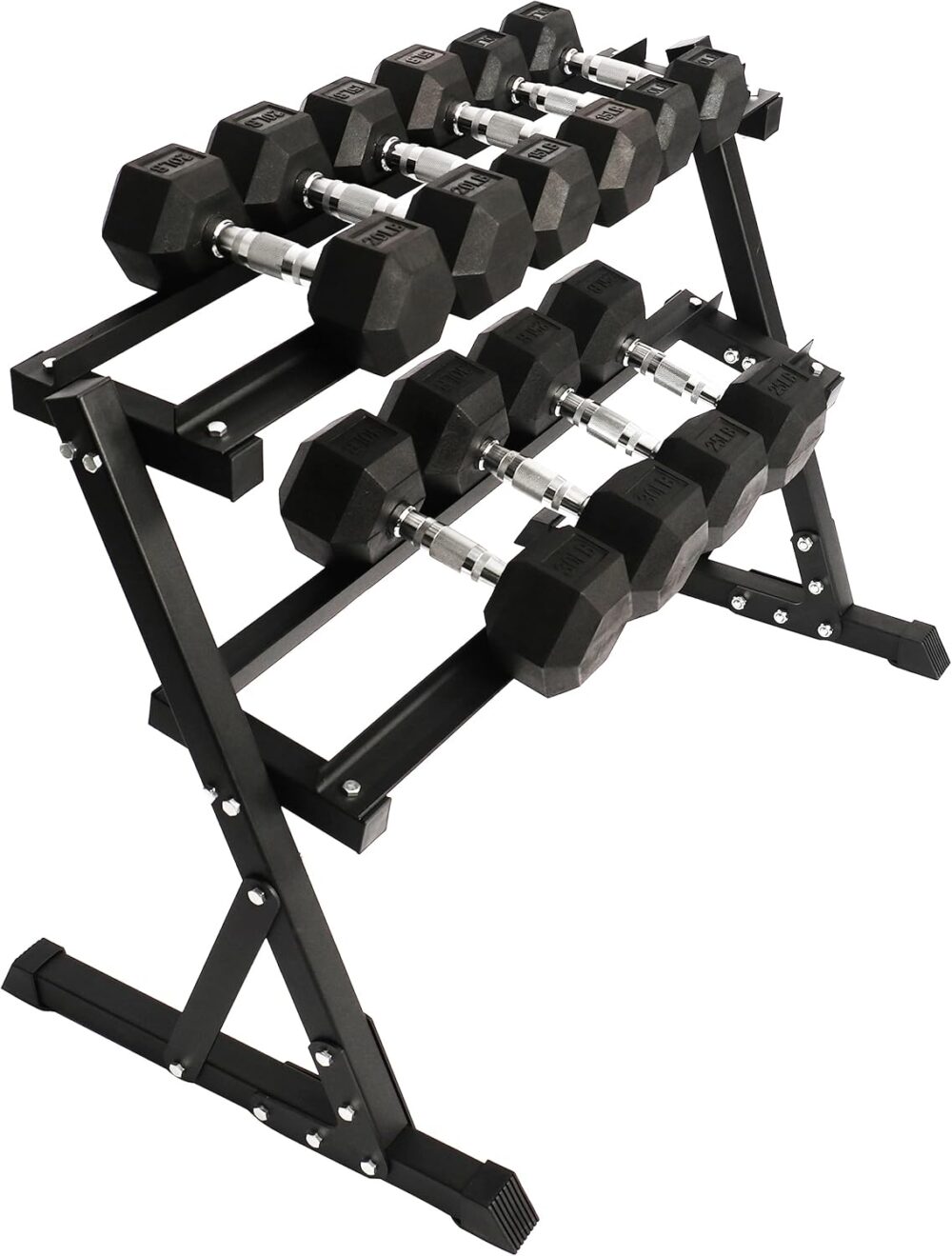 Premium Rubber Coated Hex Dumbbell Weight Set and Storage Rack, Multiple Packages - Image 2
