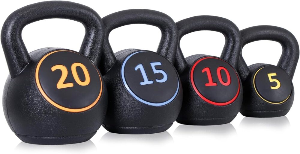 Kettlebell Sets, 50 lb Kettle Bell, Set of 4, From 5, 10, 15 and 20 lbs, Kettlebell Weights for Dumbbel Weights Exercise, Strength Strainging, Home Gym, Full Body Workout Equipment