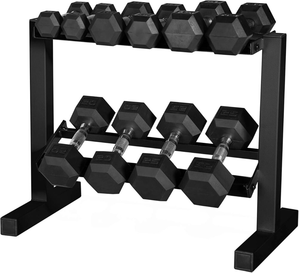 Barbell 150 lb Dumbbell Set with 2-Tier Rack | Multiple Options - Image 2