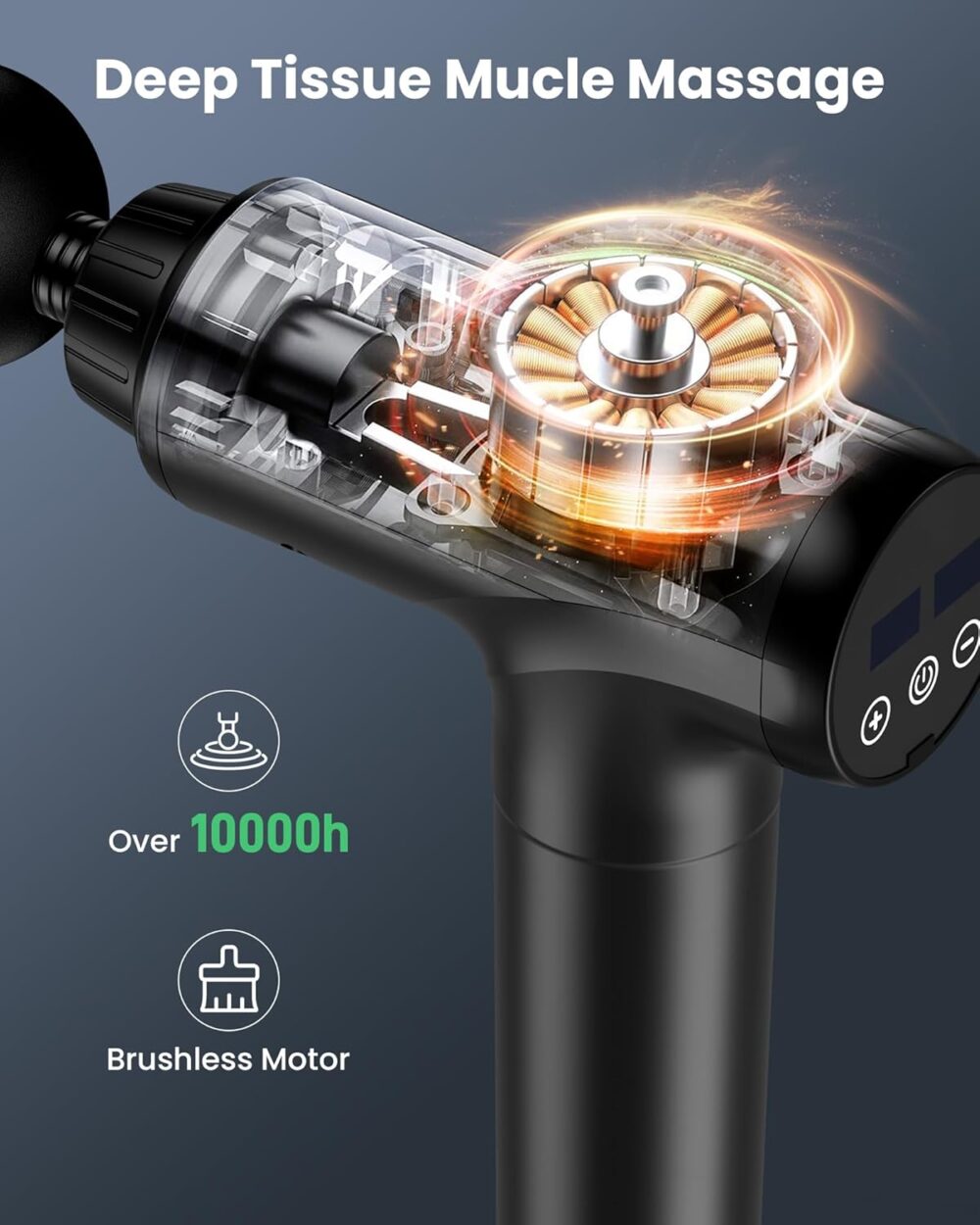 Massage Gun Deep Tissue, Percussion Muscle Massage Gun with 9 Heads 30-Speed Levels, Portable Handheld Massager Gun for Back Whole Body, Gifts for him her (Black) - Image 2