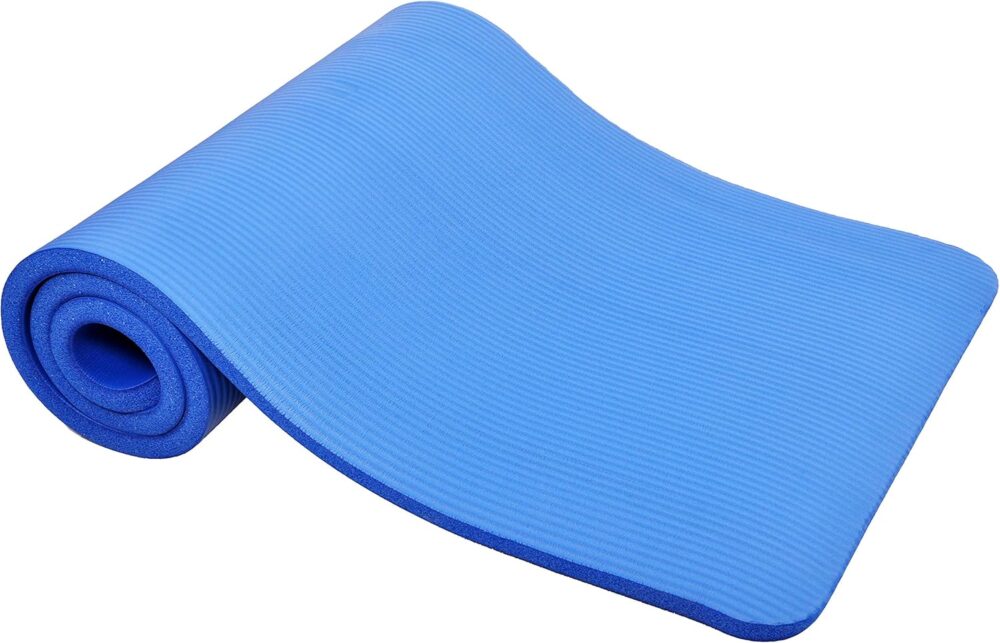 All Purpose 1-Inch Extra Thick High Density Anti-Tear Exercise Yoga Mat with Carrying Strap, Optional Yoga Blocks and Knee Pad - Image 2