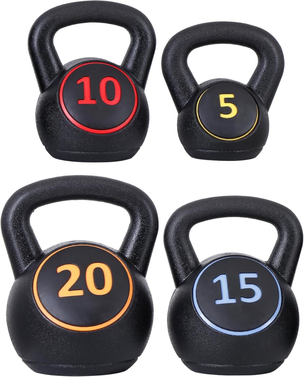 4-Piece Wide Grip Kettlebell Set, Exercise Fitness Concrete Weights, for Full Body  Workout,Exercise Fitness,Strength Training