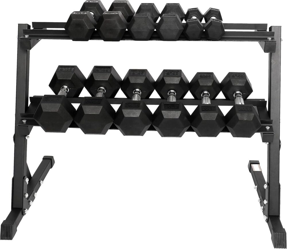 Premium Rubber Coated Hex Dumbbell Weight Set and Storage Rack, Multiple Packages - Image 2